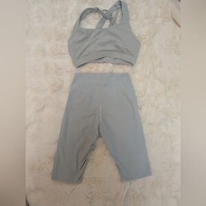 PARAGON Light Gray Ribbed High-Waist Bike Shorts